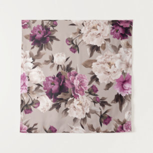 Tenture Motif floral transparent avec roses sur fond léger