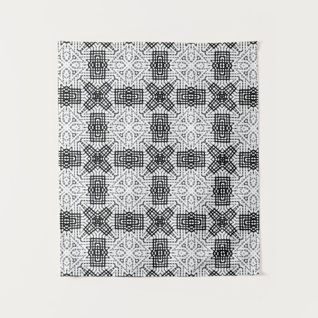 Tenture Motif géométrique blanc et noir (Devant)