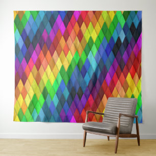 Tenture Motif géométrique diamant arc-en-ciel