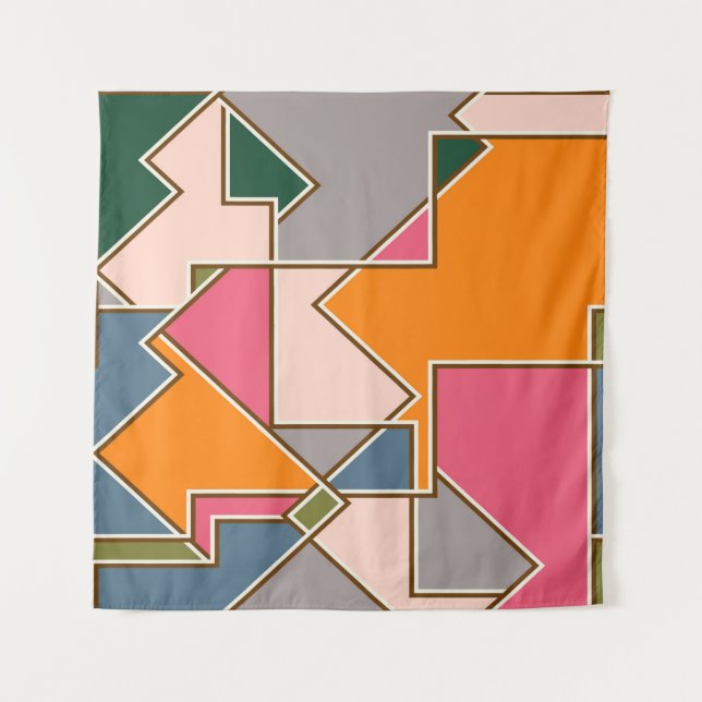 Tenture motif géométrique sans couture, lignes, orange, vi (Devant)