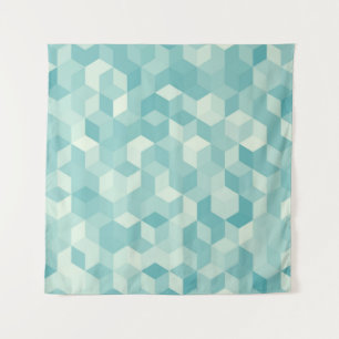 Tenture Motif Hexagonal bleu clair transparent