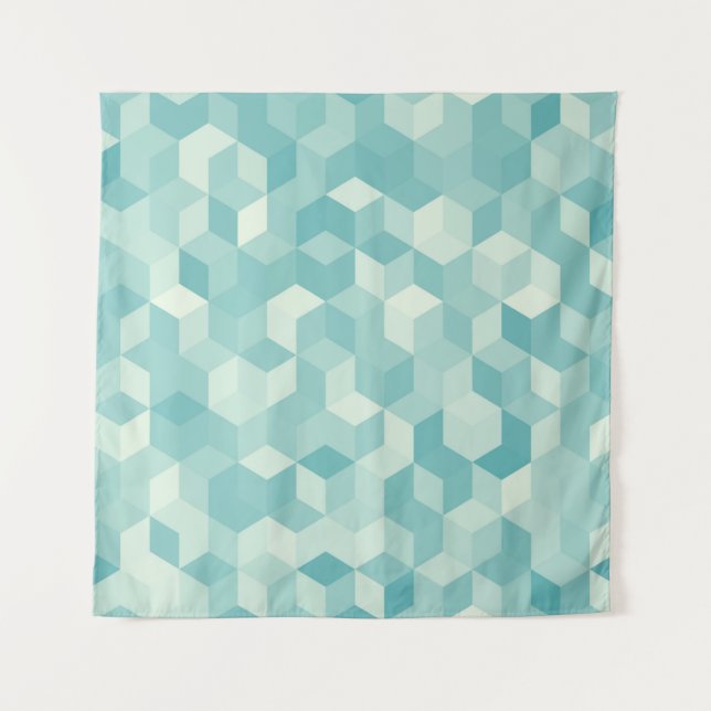 Tenture Motif Hexagonal bleu clair transparent (Devant)