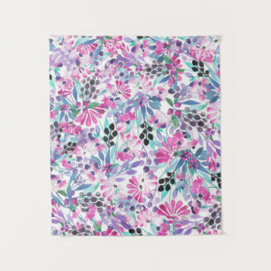 Tenture Motif incomparable de fleurs et de baies violettes