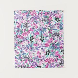 Tenture Motif incomparable de fleurs et de baies violettes