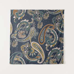 Tenture Motif indien traditionnel Paisley sur fond de terr