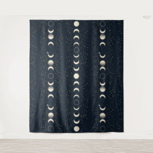 Tenture Motif minimaliste des phases lunaires avec des éto
