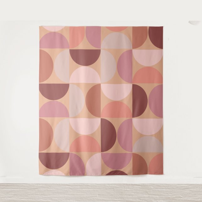 Tenture Motif moderne du milieu du siècle Peach Fuzz (Devant)