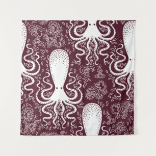 Tenture motif Octopus vintage.