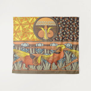 Tenture Motif oiseau de la nature Art nouveau français vin
