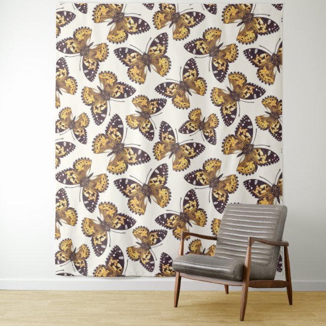 Tenture Motif papillon de femme peinte (En situation)
