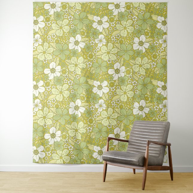 Tenture Motif Pastel vert et jaune (En situation)