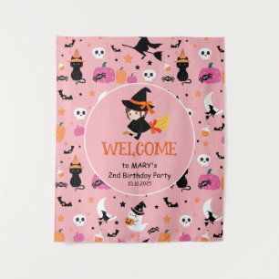 Tenture Motif Pasteloween Fête d'Halloween Bienvenue
