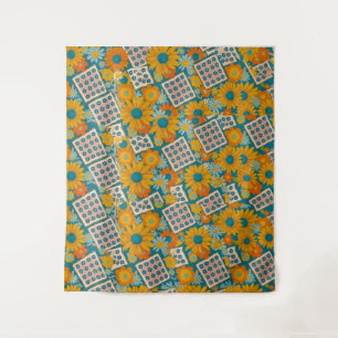 Tenture Motif Patchwork Floral Rétro Années 70