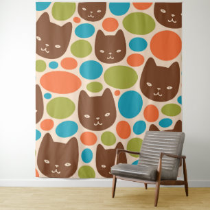 Tenture Motif Polka Dot Cats