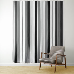 Tenture Motif rayures gris cendré noir et blanc