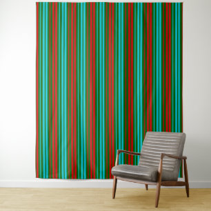 Tenture Motif rayures vert rouge bleu