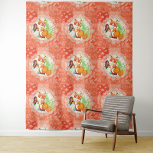 Tenture motif renard et papillon