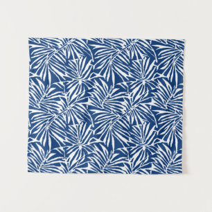Tenture Motif Répétant de feuille tropicale blanche et ble