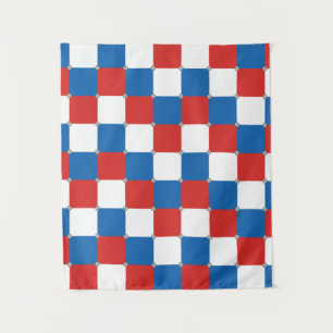 Tenture Motif rouge blanc et bleu à damiers