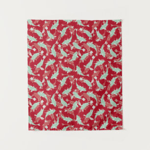 Tenture Motif rouge et vert - Koi Fish