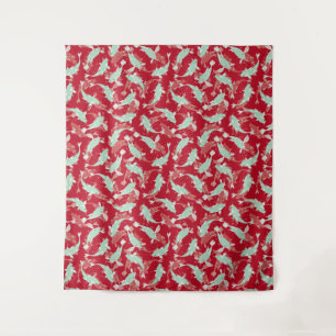 Tenture Motif rouge et vert - Koi Fish