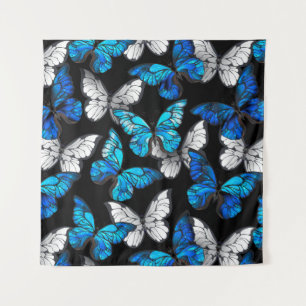 Tenture Motif sans couleur foncée avec papillons bleus Mor
