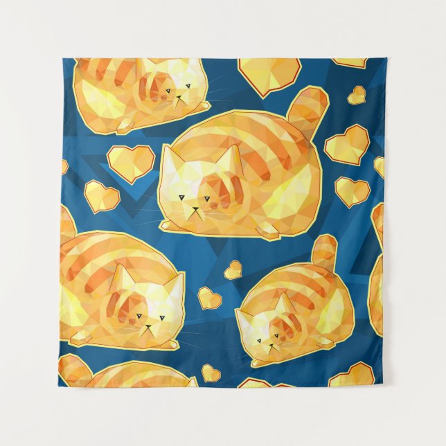 Tenture Motif sans couture avec de mignons chats en carica (Devant)