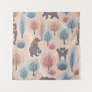 Tenture Motif sans couture avec des ours drôles et mignons