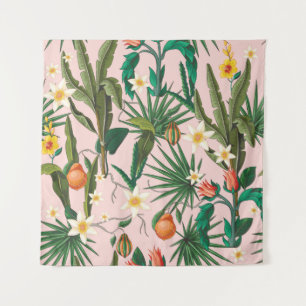 Tenture Motif sans couture avec feuilles tropicales, fleur