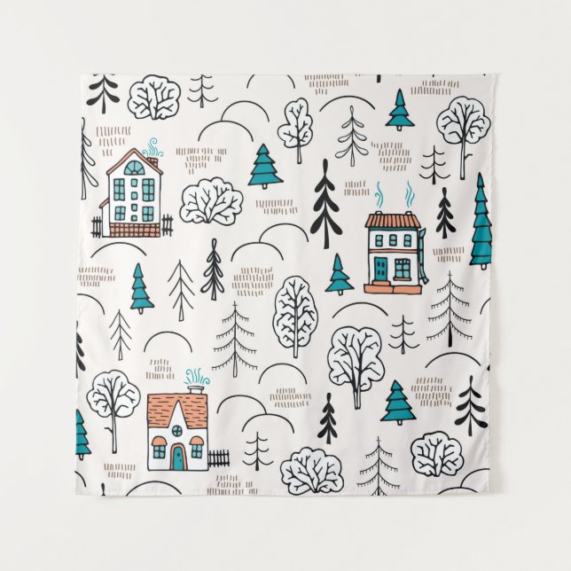 Tenture Motif sans couture dans le style scandinave. Petit (Devant)