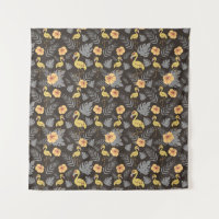 motif sans couture Flamant rose avec fleurs et feu