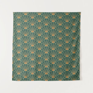 Tenture Motif sans couture géométrique avec lignes dorées.