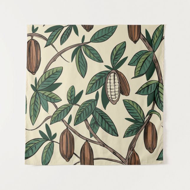 Tenture Motif sans couture plante de cacao. Haricots de ca (Devant)