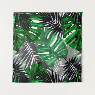 Tenture motif sans soudure de feuilles tropicaux et d'élém