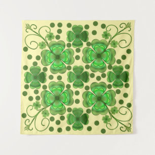 Tenture Motif Tourbillon & Trèfle Vert Métallisé Personnal