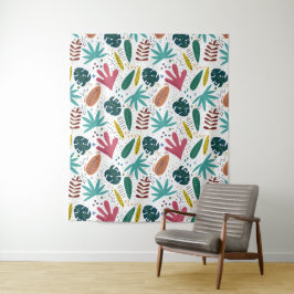 Tenture motif tropical avec feuilles colorés