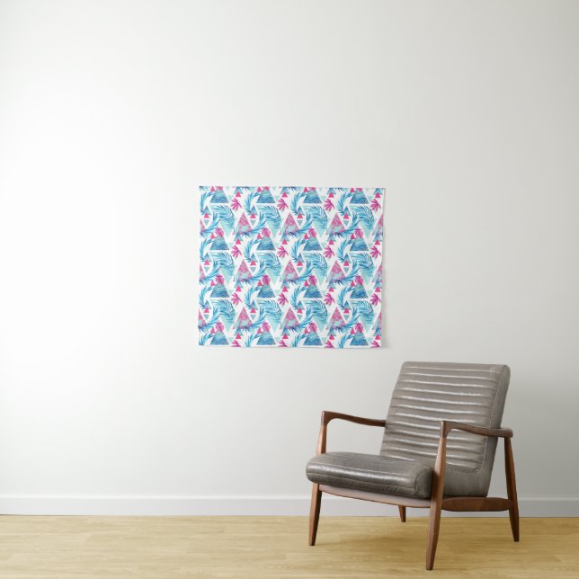 Tenture Motif tropical de feuille d'aquarelle abstraite (En situation (horizontale))