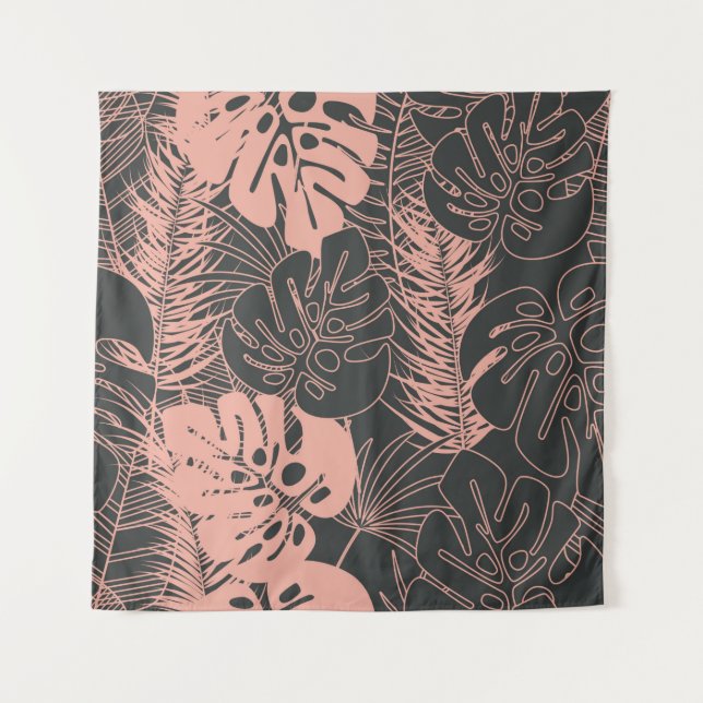 Tenture Motif tropical transparent en été avec monstera pa (Devant)