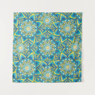 Tenture Motif turquoise jaune Mandala