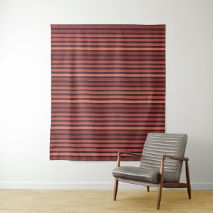 Tenture Motif uni rayé marron rétro