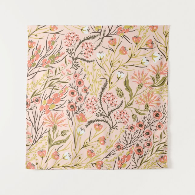 Tenture Motif Vintage Pastel Fleurs florales (Devant)