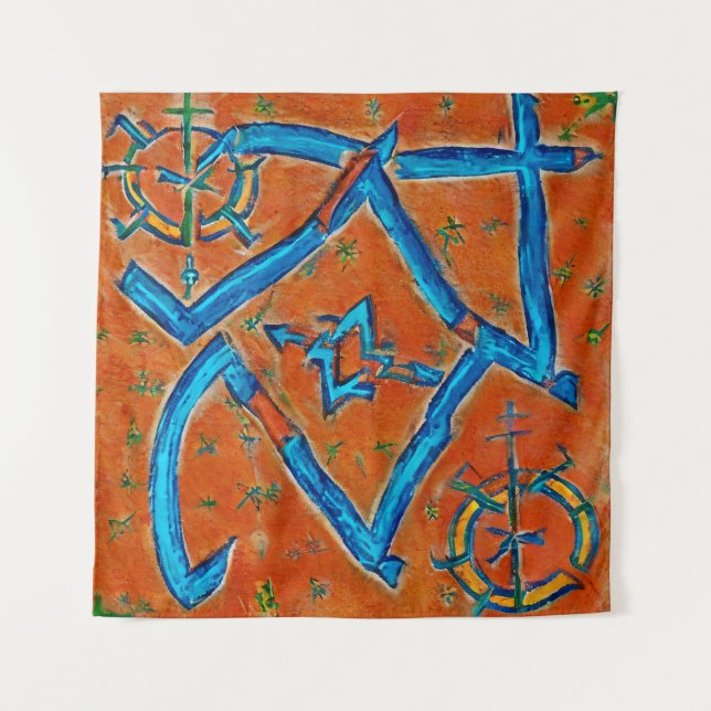 Tenture Motifs berbères amazigh, signes et symboles abstra (Devant)