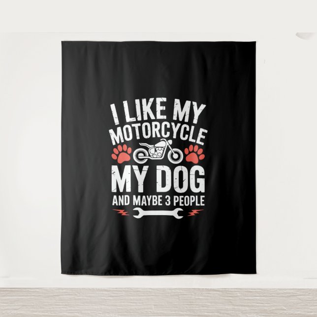 Tenture Moto Chien Sarcastique Citation Humour Chien (Devant)