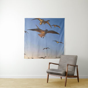 Tenture Mouettes En Vol Black Outline Art