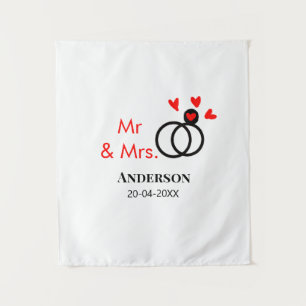Tenture Mr & Mme ajoutent le nom de famille date année cad