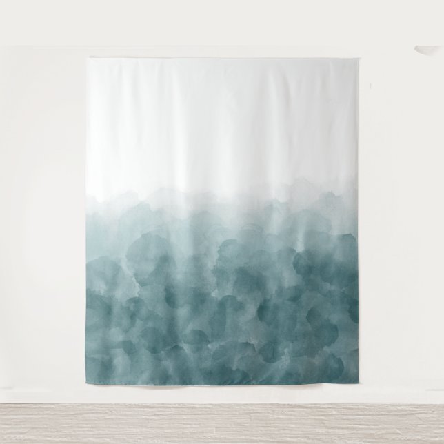 Tenture Murale Aquarelle bleue turquoise tropicale (Devant)
