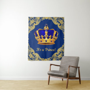 Tenture Murale Bannière de toile de fond pour Baby Shower Prince 