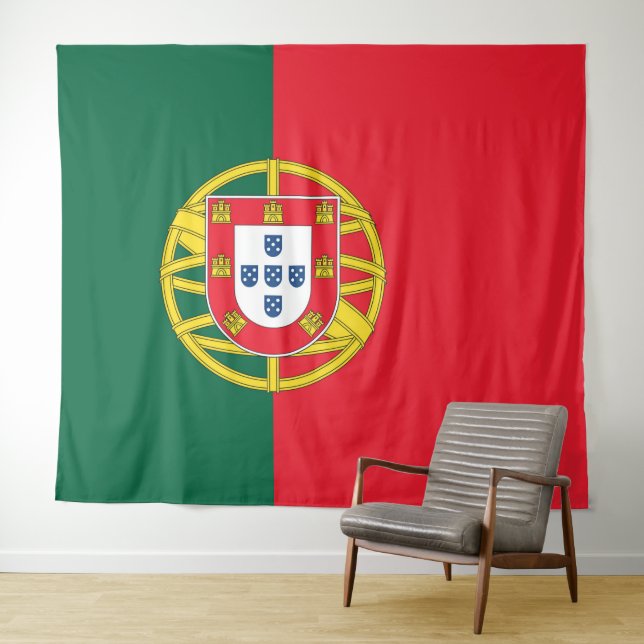 Tenture Murale Drapeau du Portugal (En situation (horizontale))