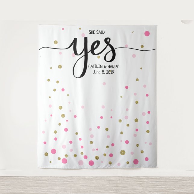 Tenture Murale Fiançailles fond photomaton (Devant)