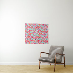 Tenture Murale Flamants roses d'aquarelle recueillis